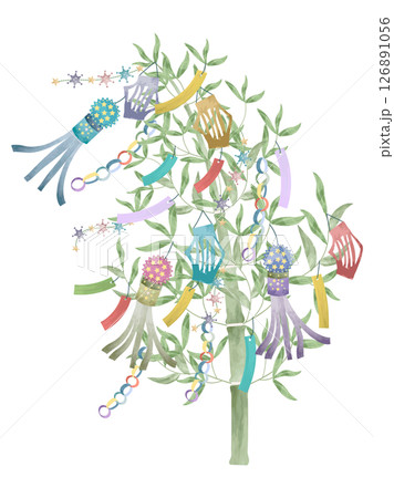 水彩で描いた豪華な笹飾り 126891056