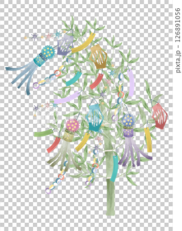 華麗的水彩竹子裝飾 126891056