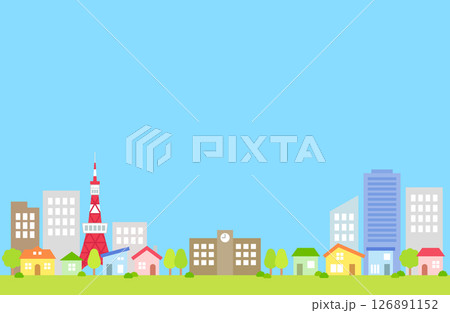青空 市街地 背景 イラスト 青空 市街地 背景 イラスト 126891152