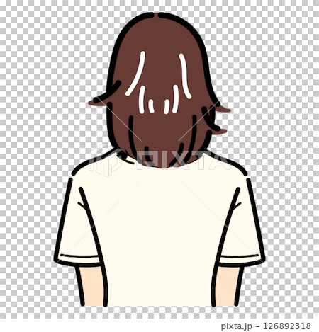 手寫_短髮後視圖_向量_06 126892318
