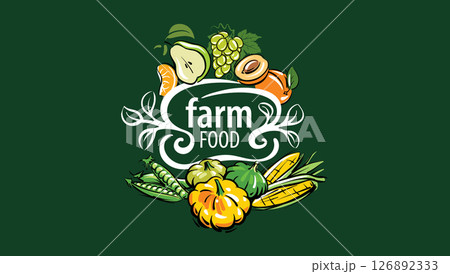 Vector logo of farm products, hand-drawn 126892333