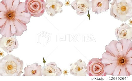 Pastel Floral Frame With Blank Center Pastel Floral Frame With Blank Center 126892644