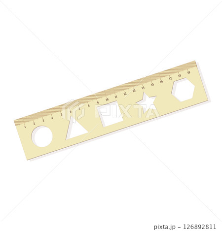 Wooden ruler with sentimeters. School tool for kids education. 126892811