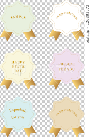 Gold ribbon gift sticker set (pastel colors) Gold ribbon gift sticker set (pastel colors) 126893372