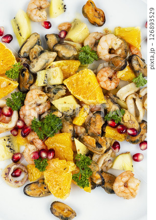 Tasty mixed seafood salad. 126893529