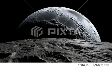 Dramatic view of the Moon rising over a...のイラスト素材 [126893566] - PIXTA