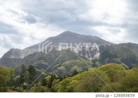 石灰岩採掘のため本来の姿をなくしつつも堂々と立つ武甲山（埼玉県秩父市） 126893659