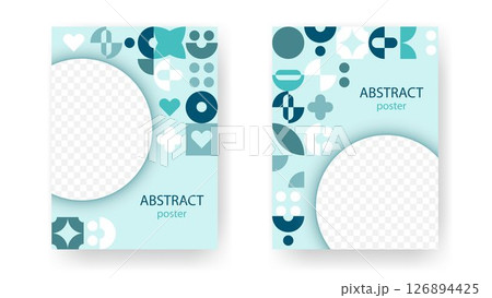 Set of abstract posters with dynamic icons and space for photo Set of abstract posters with dynamic icons and space for photo 126894425