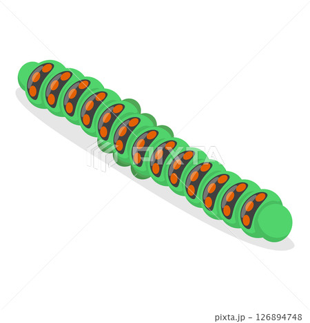 3D Isometric Flat Vector Set of Caterpillars And Worms, Biology and Education. Item 2 126894748
