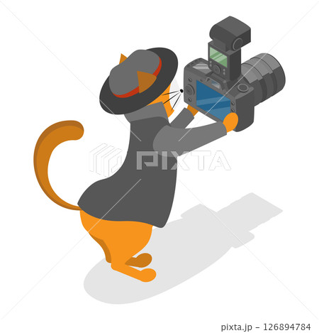 3D Isometric Flat Vector Illustration of Funny Pet Detectives, Crime Investigating. Item 3 126894784