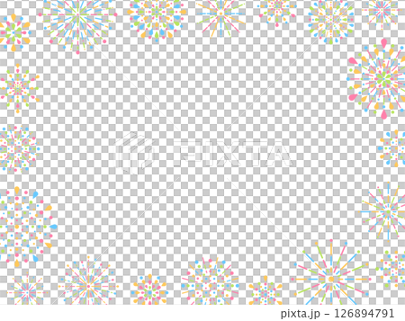 Colorful dot and line fireworks frame Colorful dot and line fireworks frame 126894791