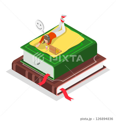 3D Isometric Flat Vector Illustration of Virtual Library, Online Education. Item 2 3D Isometric Flat Vector Illustration of Virtual Library, Online Education. Item 2 126894836