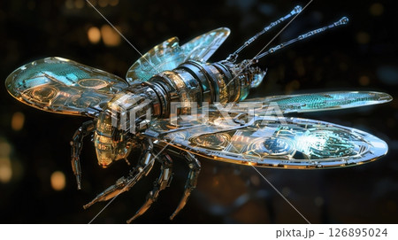 光る機械蜂のナノテクSFアート 126895024