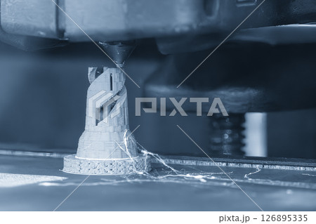 Close up scene the core shape part made by direct metal laser sintering method. 126895335