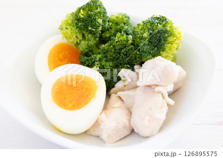 おいしいブロッコリー鶏むね肉ゆで卵 126895575