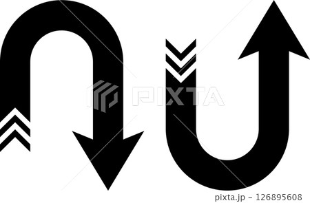 黒いV字型ストライプテールのU字上下矢印セット 黒いV字型ストライプテールのU字上下矢印セット 126895608