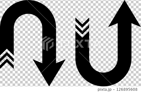 黒いV字型ストライプテールのU字上下矢印セット 黒いV字型ストライプテールのU字上下矢印セット 126895608
