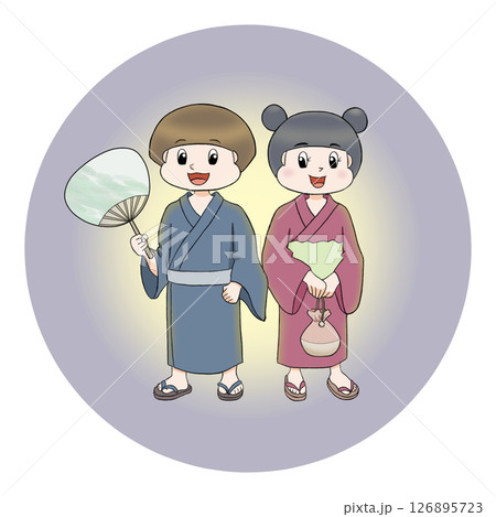 浴衣姿の子供たち 126895723
