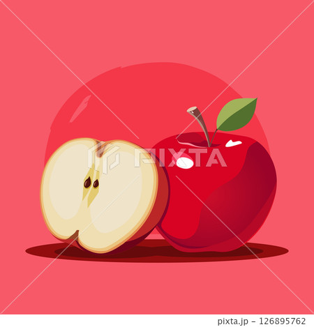 juicy red apples. Vector fruit illustration in flat style. Summer clipart for diet design juicy red apples. Vector fruit illustration in flat style. Summer clipart for diet design 126895762
