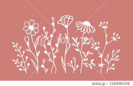 Floral pattern and set isolated flowers and wildflowers Floral pattern and set isolated flowers and wildflowers 126896108