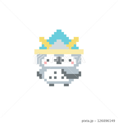 水色兜と灰色フクロウのドット絵 水色兜と灰色フクロウのドット絵 126896149