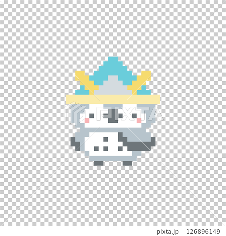 水色兜と灰色フクロウのドット絵 水色兜と灰色フクロウのドット絵 126896149