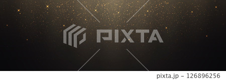 Gold glitter sparkle background with elegant light glow on dark. Abstract flares and stars for luxury, celebration or festive theme. Wide golden dust wallpaper. Vector Illustration Gold glitter sparkle background with elegant light glow on dark. Abstract flares and stars for luxury, celebration or festive theme. Wide golden dust wallpaper. Vector Illustration 126896256