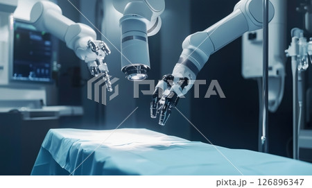 ロボットアームによる無人手術の準備 ロボットアームによる無人手術の準備 126896347