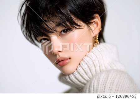 ショートヘアが似合う美人女性「AI生成画像」 126896455