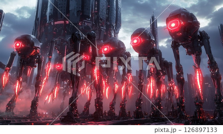 赤い目のAIロボット部隊 126897133