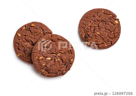 Chocolate chip cookies with hazelnuts isolated 126897208