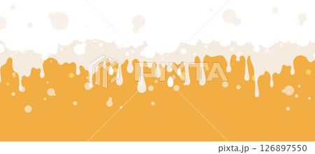 Beer foam background. Cartoon yellow drink and white bubbles, liquid drops and smudges. Banner for drinking ad, bar, cafe menu design vector element Beer foam background. Cartoon yellow drink and white bubbles, liquid drops and smudges. Banner for drinking ad, bar, cafe menu design vector element 126897550
