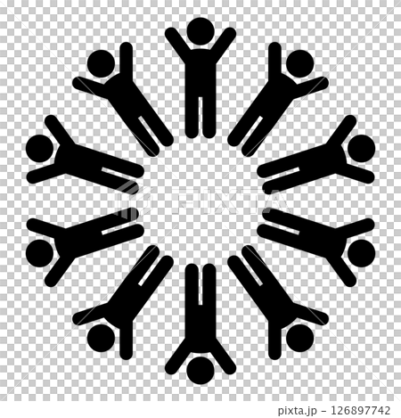 両手を上げる人物の輪 両手を上げる人物の輪 126897742