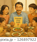 父の日を祝い一家団欒の様子 126897922
