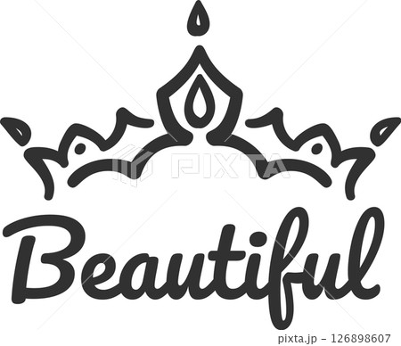 Hand drawn crown design radiating beauty and sophistication, enhancing fashion, beauty, or lifestyle branding with its simple yet elegant appeal, perfect for various creative projects 126898607