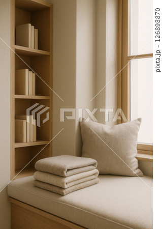 Scandinavian Interior Nook with Light Wood 126898870