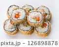 Japanese food restaurant, sushi maki gunkan roll plate or platter set. Sushi set and composition 126898878