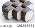 Japanese food restaurant, sushi maki gunkan roll plate or platter set. Sushi set and composition 126898881