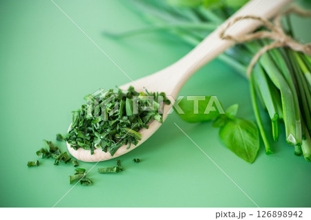 Preparing dried onions for winter in home cooking 126898942
