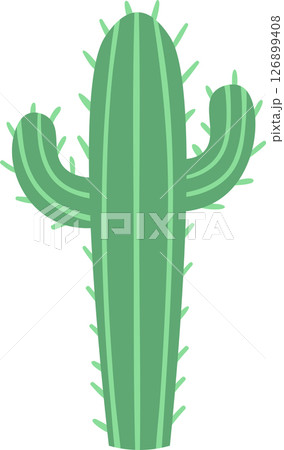 Saguaro cactus featuring two arms, thriving in a hot desert environment, presented as a minimalist vector illustration on a clean white background, embodying modern graphic design Saguaro cactus featuring two arms, thriving in a hot desert environment, presented as a minimalist vector illustration on a clean white background, embodying modern graphic design 126899408