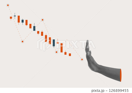 business graph chart finance stock market collage hand halftone trendy. vector illustration concept growth investment exchange currency money financial. technology digital background profit trade. 126899455