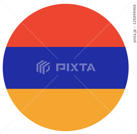 Flag of Armenia in circle. Circle shape, button, design element. 126899468