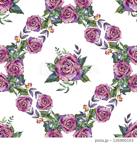 Romantic flower seamless pattern with purple flower decoration Romantic flower seamless pattern with purple flower decoration 126900103