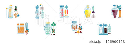 Spice and Condiment Flat Object and Item Vector Set 126900128