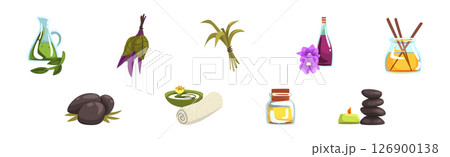 Spa and Aromatherapy Object and Accessory Vector Set 126900138