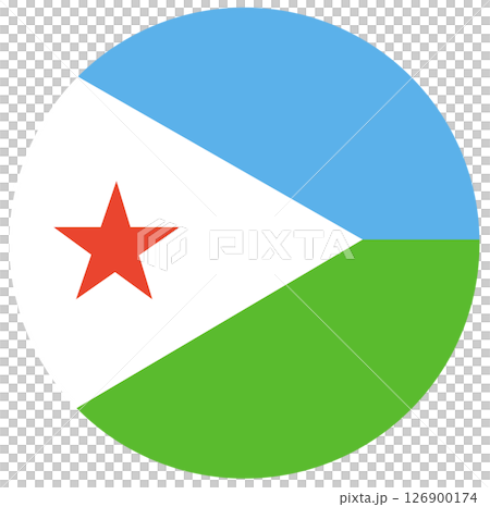 The flag of Djibouti. Flag icon. Standard color. Round flag. Digital illustration. The flag of Djibouti. Flag icon. Standard color. Round flag. Digital illustration. 126900174