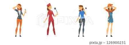 Woman Engaged in Different Profession as Gender or Sexual Equality Vector Set 126900231