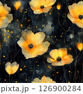 A striking bunch of flowers arranged beautifully against a dramatic black background Seamless Texture 126900284