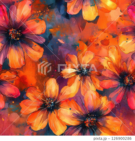 A beautiful painting of flowers capturing the essence of nature and artistic expression Seamless Texture 126900286
