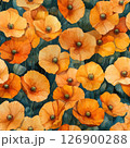 A bright bunch of orange flowers radiating warmth and joy with their lively appearance Seamless Texture 126900288